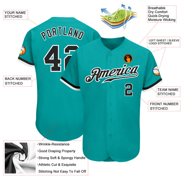 Cheap Custom Aqua Black-White Authentic Baseball Jersey Free Shipping –  CustomJerseysPro