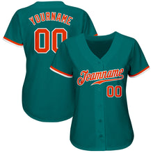 Load image into Gallery viewer, Custom Teal Orange-White Authentic Baseball Jersey

