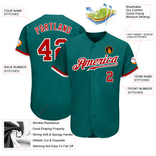 Load image into Gallery viewer, Custom Teal Red-White Authentic Baseball Jersey
