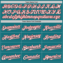 Load image into Gallery viewer, Custom Teal White-Red Authentic Baseball Jersey
