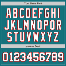 Load image into Gallery viewer, Custom Teal White-Red Authentic Baseball Jersey
