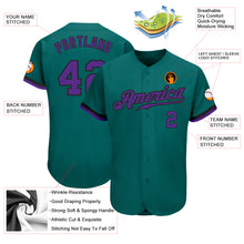 Laden Sie das Bild in den Galerie-Viewer, Custom Teal Purple-Black Authentic Baseball Jersey
