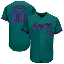 Load image into Gallery viewer, Custom Teal Purple-Black Authentic Baseball Jersey
