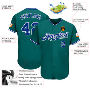 Custom Teal Royal-White Authentic Baseball Jersey