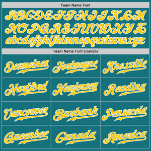 Custom Teal Gold-White Authentic Baseball Jersey
