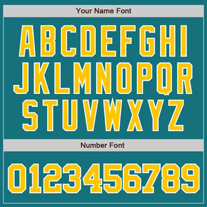 Custom Teal Gold-White Authentic Baseball Jersey