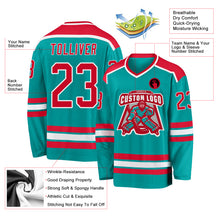 Загрузить изображение в средство просмотра галереи, Custom Aqua Red-White Hockey Jersey
