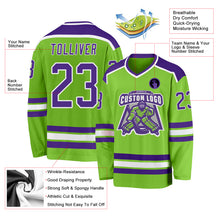 Laden Sie das Bild in den Galerie-Viewer, Custom Neon Green Purple-White Hockey Jersey

