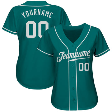 Custom Teal White Authentic Baseball Jersey