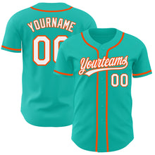 Laden Sie das Bild in den Galerie-Viewer, Custom Aqua White-Orange Authentic Baseball Jersey
