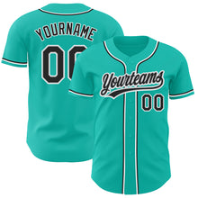 Load image into Gallery viewer, Custom Aqua Black-Gray Authentic Baseball Jersey
