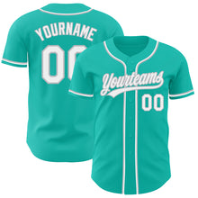 Load image into Gallery viewer, Custom Aqua White-Gray Authentic Baseball Jersey
