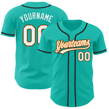 Load image into Gallery viewer, Custom Aqua White Bay Orange-Black Authentic Baseball Jersey
