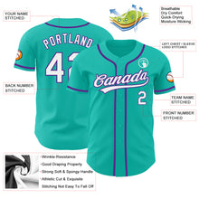 Laden Sie das Bild in den Galerie-Viewer, Custom Aqua White-Purple Authentic Baseball Jersey
