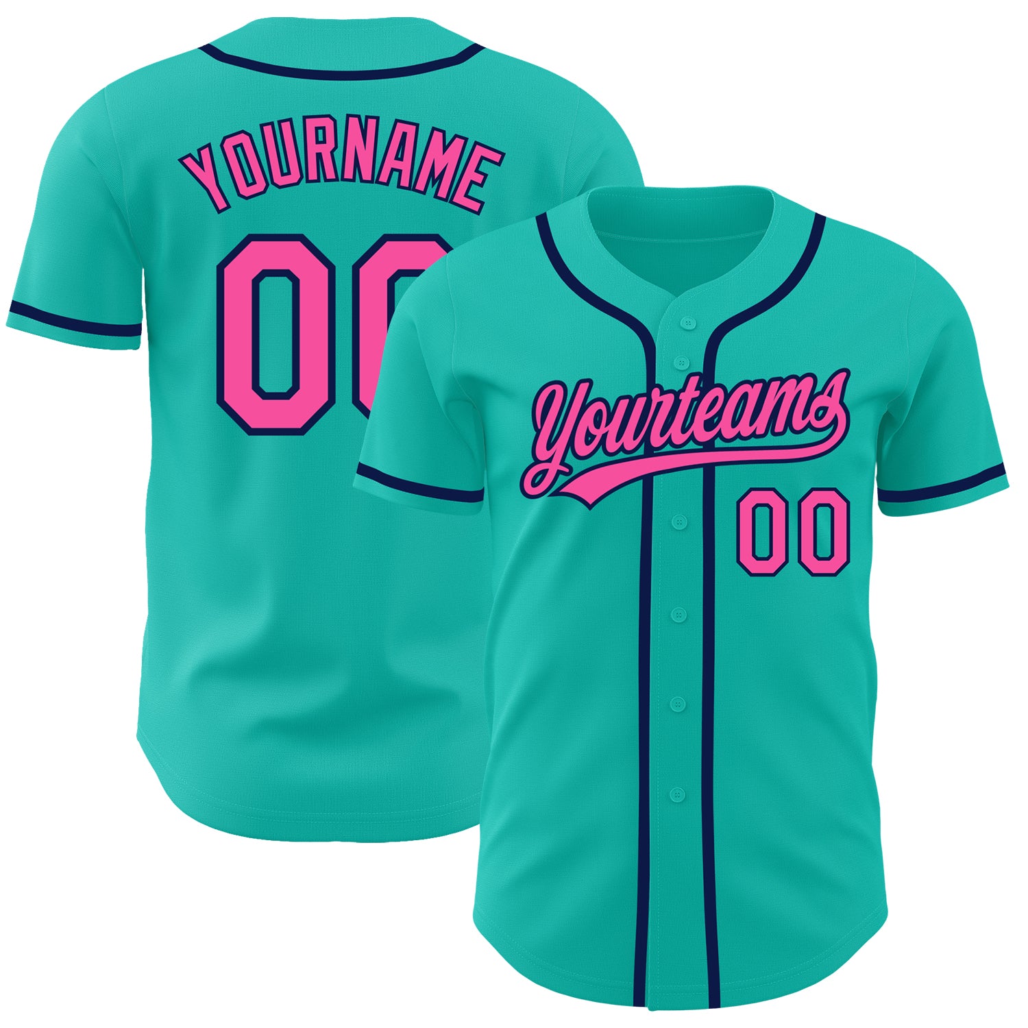 Cheap Custom Aqua Pink-Navy Authentic Baseball Jersey Free Shipping –  CustomJerseysPro
