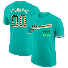 Charger l&#39;image dans la galerie, Custom Aqua Vintage USA Flag-City Cream Performance T-Shirt
