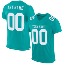 Load image into Gallery viewer, Custom Aqua White Mesh Authentic Football Jersey
