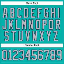 Laden Sie das Bild in den Galerie-Viewer, Custom Aqua Gray-Navy Hockey Lace Neck Jersey
