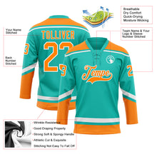 Load image into Gallery viewer, Custom Aqua Bay Orange-White Hockey Lace Neck Jersey
