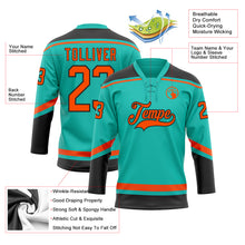 Load image into Gallery viewer, Custom Aqua Orange-Black Hockey Lace Neck Jersey
