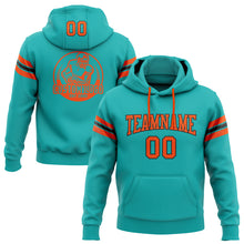 Load image into Gallery viewer, Custom Stitched Aqua Orange-Black Football Pullover Sweatshirt Hoodie
