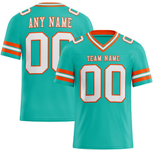 Load image into Gallery viewer, Custom Aqua White-Orange Mesh Authentic Football Jersey
