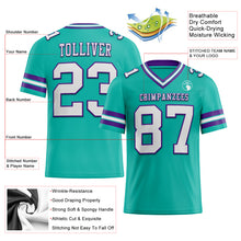 Load image into Gallery viewer, Custom Aqua White-Purple Mesh Authentic Football Jersey
