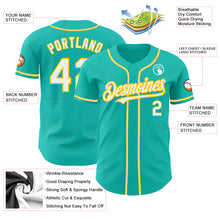 Load image into Gallery viewer, Custom Aqua White-Yellow Authentic Baseball Jersey
