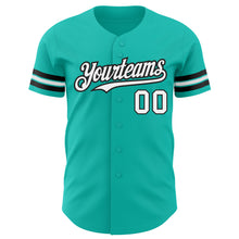 Laden Sie das Bild in den Galerie-Viewer, Custom Aqua White-Black Authentic Baseball Jersey
