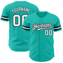 Laden Sie das Bild in den Galerie-Viewer, Custom Aqua White-Black Authentic Baseball Jersey
