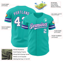Load image into Gallery viewer, Custom Aqua White-Purple Authentic Baseball Jersey
