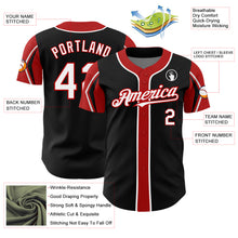 Charger l&#39;image dans la galerie, Custom Black White-Red 3 Colors Arm Shapes Authentic Baseball Jersey
