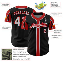 Загрузить изображение в средство просмотра галереи, Custom Black Gray-Red 3 Colors Arm Shapes Authentic Baseball Jersey
