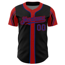 Charger l&#39;image dans la galerie, Custom Black Royal-Red 3 Colors Arm Shapes Authentic Baseball Jersey
