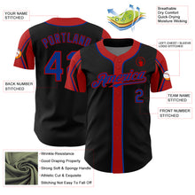 Charger l&#39;image dans la galerie, Custom Black Royal-Red 3 Colors Arm Shapes Authentic Baseball Jersey
