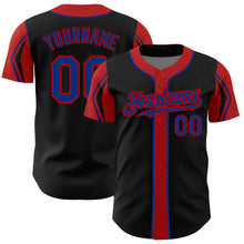 Charger l&#39;image dans la galerie, Custom Black Royal-Red 3 Colors Arm Shapes Authentic Baseball Jersey
