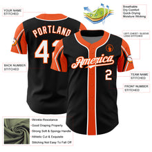 Laden Sie das Bild in den Galerie-Viewer, Custom Black White-Orange 3 Colors Arm Shapes Authentic Baseball Jersey
