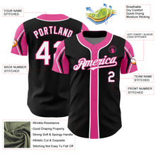 Laden Sie das Bild in den Galerie-Viewer, Custom Black White-Pink 3 Colors Arm Shapes Authentic Baseball Jersey
