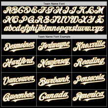 Laden Sie das Bild in den Galerie-Viewer, Custom Black White-Old Gold 3 Colors Arm Shapes Authentic Baseball Jersey
