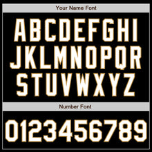 Laden Sie das Bild in den Galerie-Viewer, Custom Black White-Old Gold 3 Colors Arm Shapes Authentic Baseball Jersey
