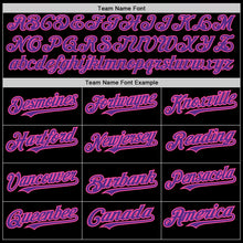 Load image into Gallery viewer, Custom Black Purple-Pink 3 Colors Arm Shapes Authentic Baseball Jersey
