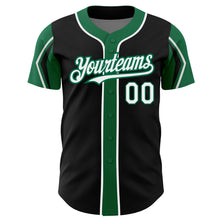 Laden Sie das Bild in den Galerie-Viewer, Custom Black White-Kelly Green 3 Colors Arm Shapes Authentic Baseball Jersey
