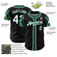 Laden Sie das Bild in den Galerie-Viewer, Custom Black White-Kelly Green 3 Colors Arm Shapes Authentic Baseball Jersey

