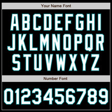 Laden Sie das Bild in den Galerie-Viewer, Custom Black White-Teal 3 Colors Arm Shapes Authentic Baseball Jersey
