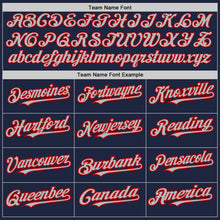 Load image into Gallery viewer, Custom Navy Gray-Red 3 Colors Arm Shapes Authentic Baseball Jersey
