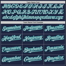 Load image into Gallery viewer, Custom Navy Gray-Teal 3 Colors Arm Shapes Authentic Baseball Jersey
