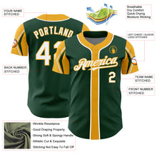 Load image into Gallery viewer, Custom Green White-Gold 3 Colors Arm Shapes Authentic Baseball Jersey
