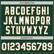 Load image into Gallery viewer, Custom Green White-Old Gold 3 Colors Arm Shapes Authentic Baseball Jersey
