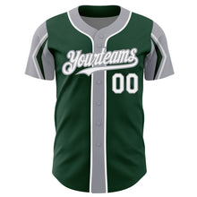 Laden Sie das Bild in den Galerie-Viewer, Custom Green White-Gray 3 Colors Arm Shapes Authentic Baseball Jersey
