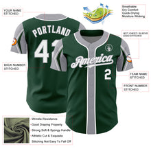 Load image into Gallery viewer, Custom Green White-Gray 3 Colors Arm Shapes Authentic Baseball Jersey

